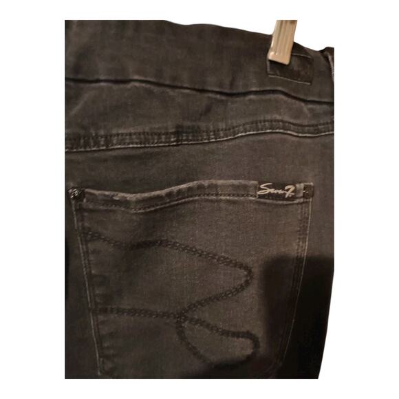 Seven7 Tummyless High Rise Skinny‎ Jeans Women's Size 18W Ripped Black Stretch - Picture 6 of 10